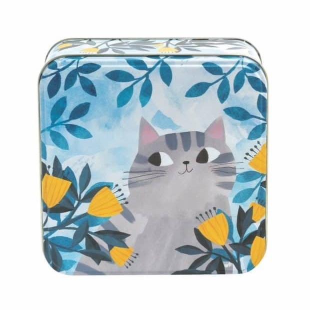 man bunker gelijktijdig Planet Cat middelgrote blikken doos met grijze kat • The Box