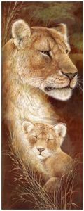 Diamond painting leeuwin met leeuwen welp