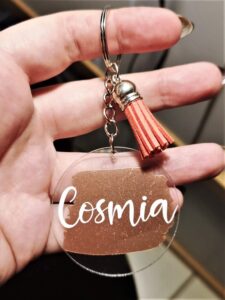 Gepersonaliseerde sleutelhanger met naam "Cosmia"